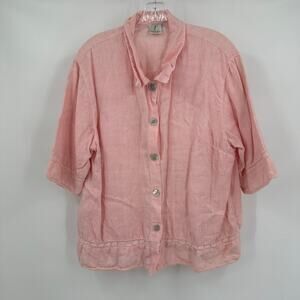 Focus Women Top Size L Linen Cottagecore Feminine Romantic Boho Artsy Pink
